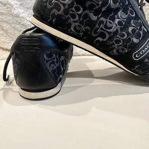 Coach Black and Silver Sneakers. Size 8.